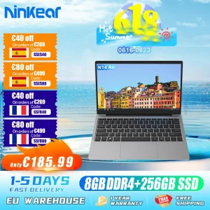 Ninkear N14 Air Laptop – Intel Celeron, 14’ FHD ekran, 8GB RAM, 256GB SSD, Windows 11 – idealan za svakodnevni rad i učenje. – LAPTOP