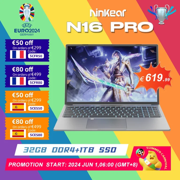Ninkear N16 PRO Gaming Laptop – Intel i7-13620H, 16-inčni IPS ekran, 2.5K rezolucija, 165Hz osvežavanje, 32GB RAM + 1TB SSD, vrhunska performansa – LAPTOP